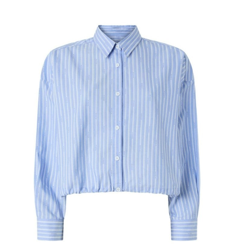 Pinko Cammie Cropped Striped Cotton Shirt