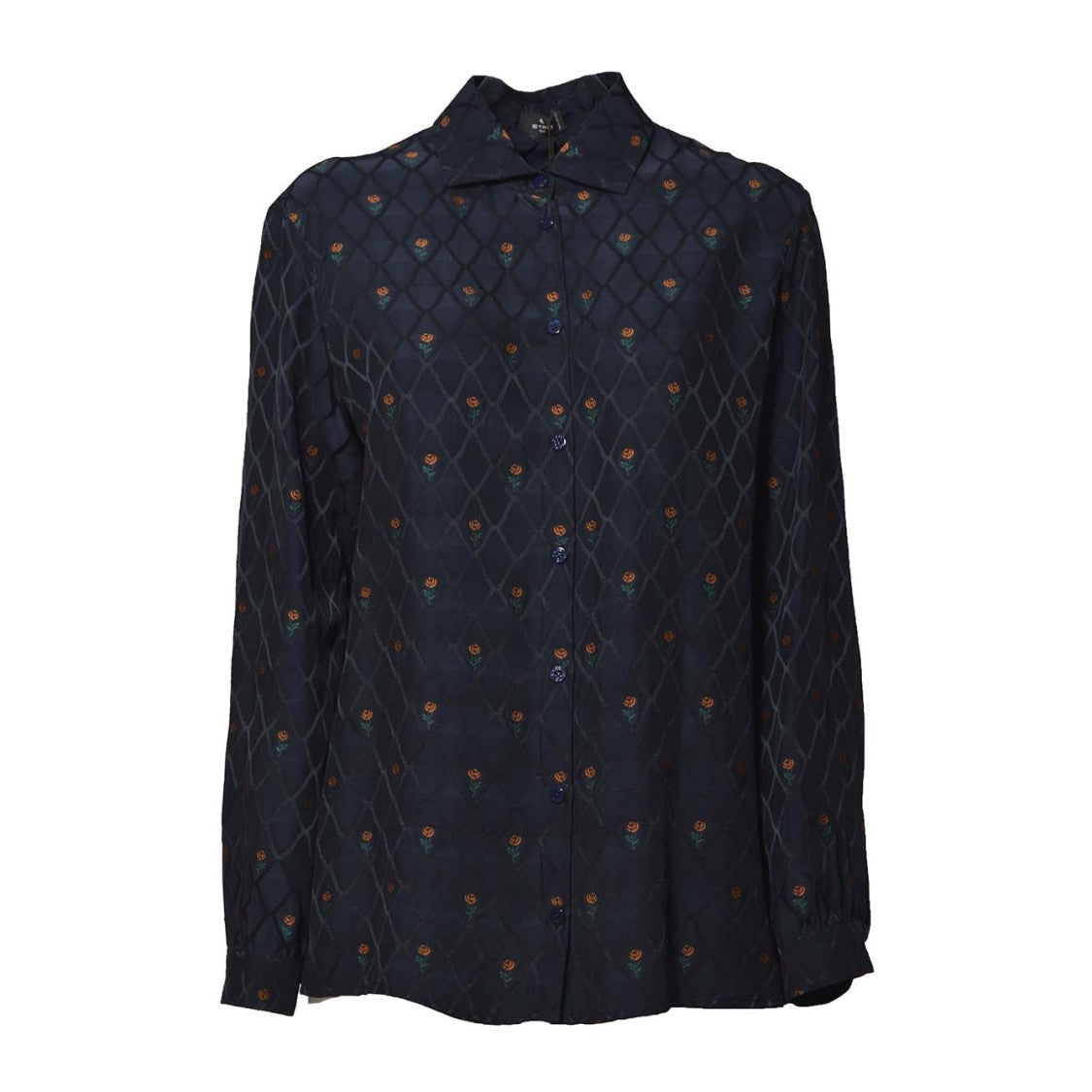 Etro Shirt In Blue Jacquard Silk
