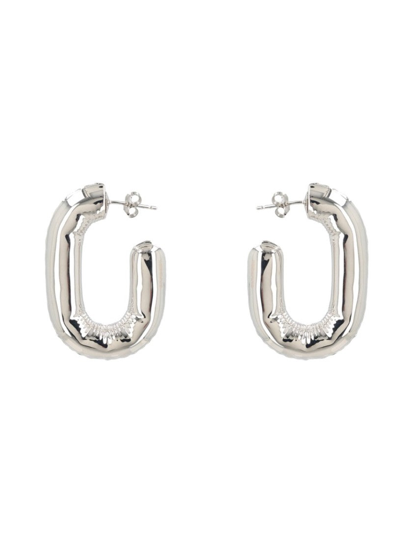 Rabanne Chunky Square Polished Metallic Hoop Earrings