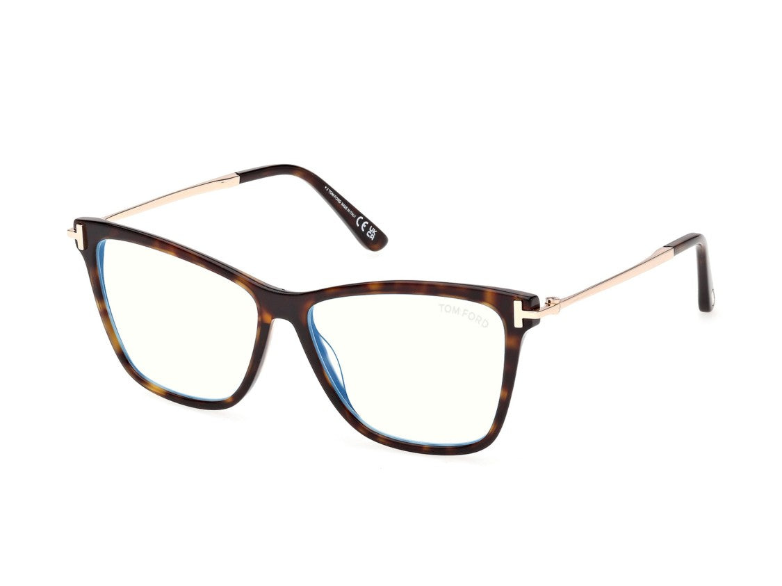 Tom Ford Ft6097-B Tortoiseshell Gold Accents Large Square Eyeglasses