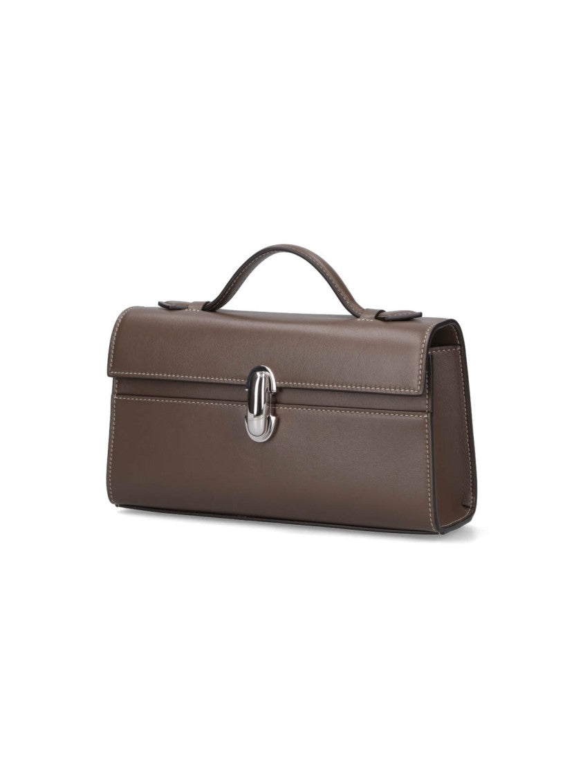 Savette Rectangular Handbag With Smooth Brown Exterior
