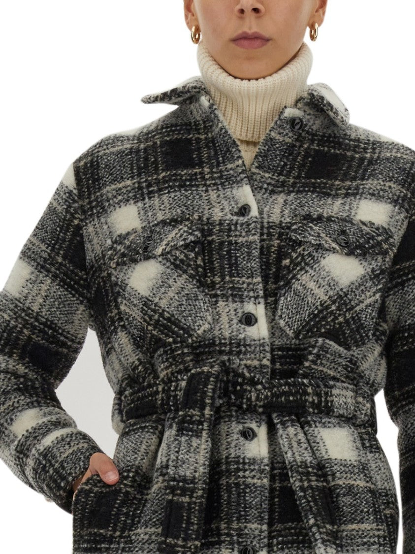 Woolrich Checkered Pattern Coat With Classic Collar
