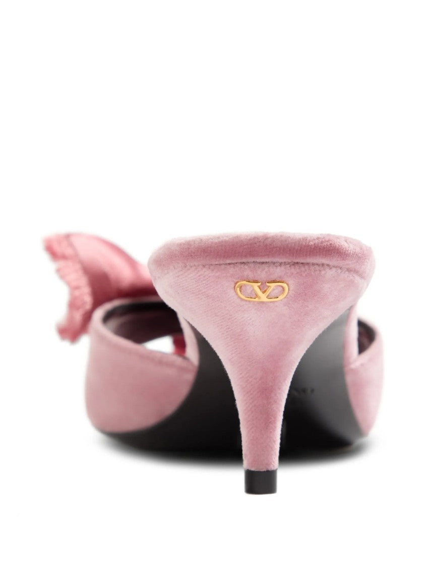 Valentino Pink Vg Marie Velvet Bow Sandals