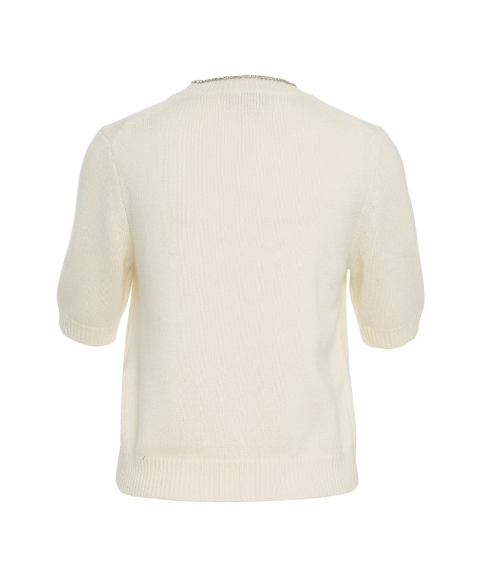 Semi Couture Knit T-Shirt With Rhinestone Application