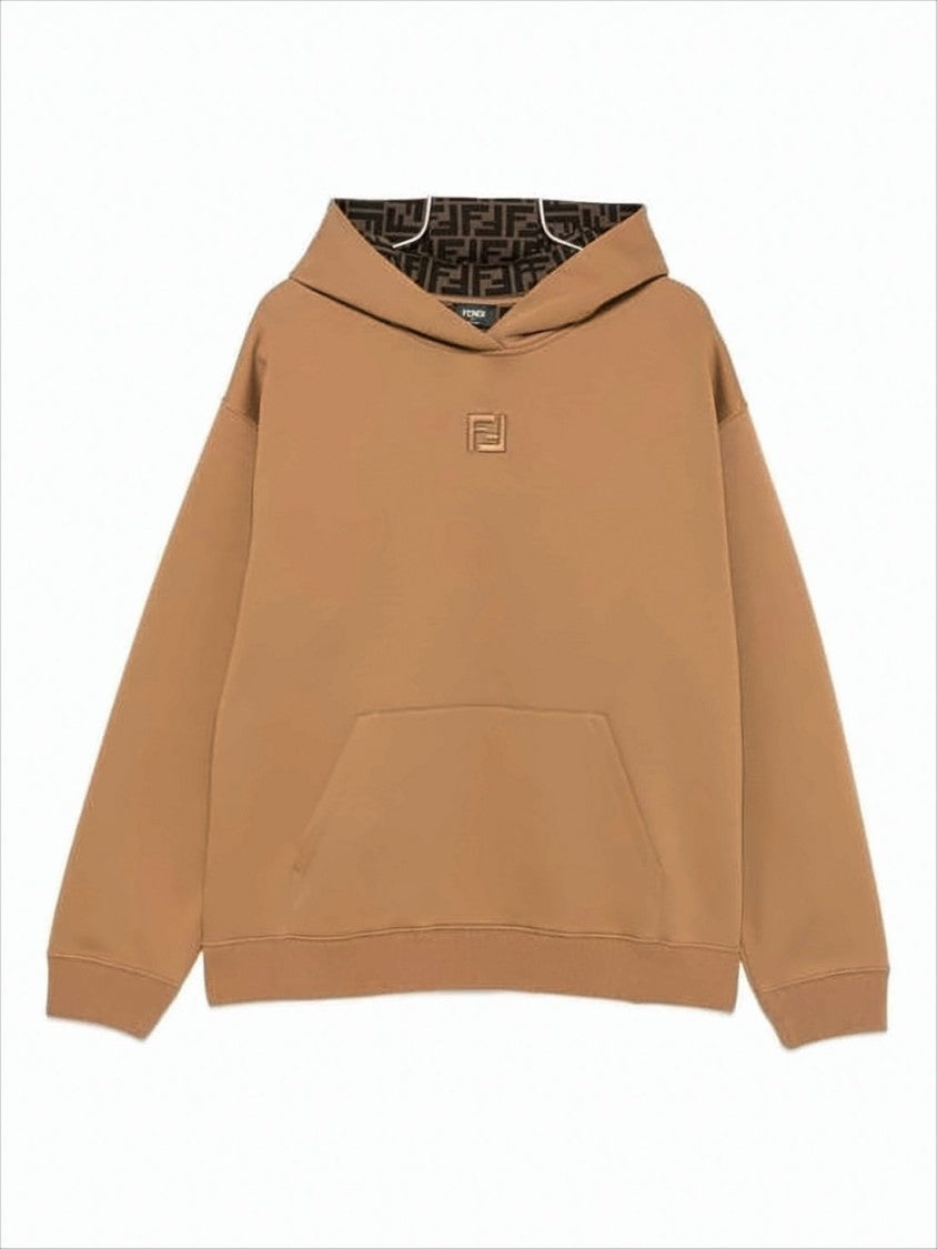 Fendi Relaxed-Fit Brown Hoodie With Embroidered Logo