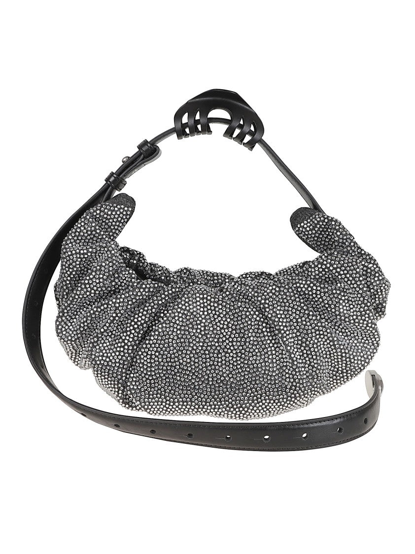 Diesel Ruched Textured Shoulder Bag With Leather Accents