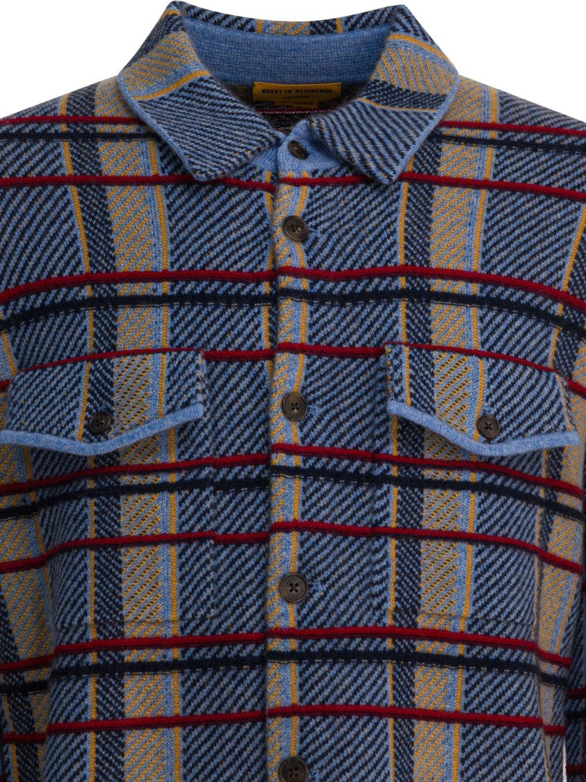 Guest In Residence Classic Plaid Cashmere Shirt With Button-Up Front