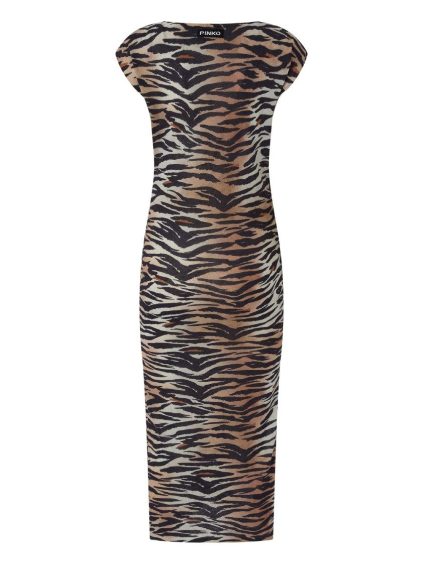 Pinko Black Tiger Print Day Dress