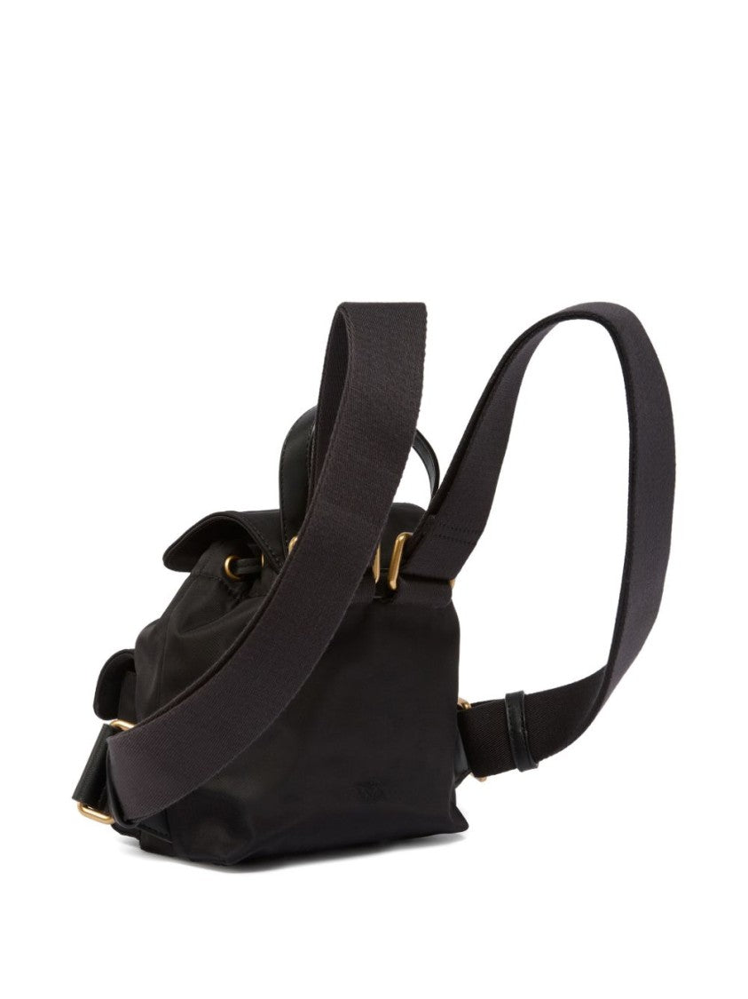 Pinko Black Leather Love Birds Top Handle Bag