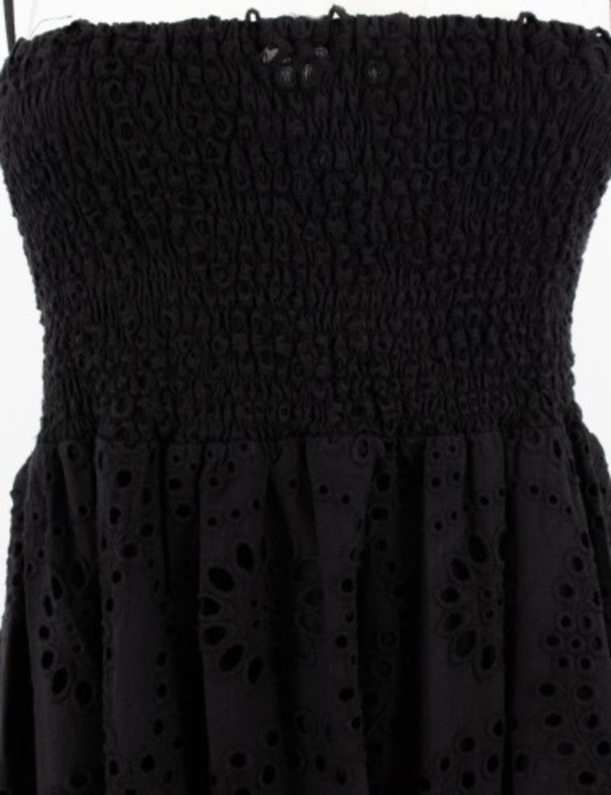 Mc2 Saint Barth Strapless Midi Dress With Eyelet Pattern