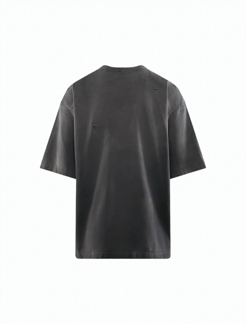 Maison Mihara Yasuhiro Distressed Black Short-Sleeved T-Shirt With Abstract Graphic