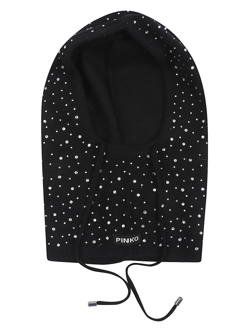 Pinko Ribbed Knit Black Balaclava