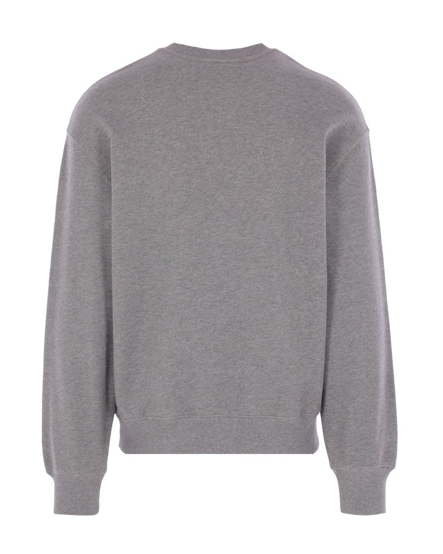 Maison Kitsuné Medium Grey Fleece Sweatshirt With Embroidered Fox Head