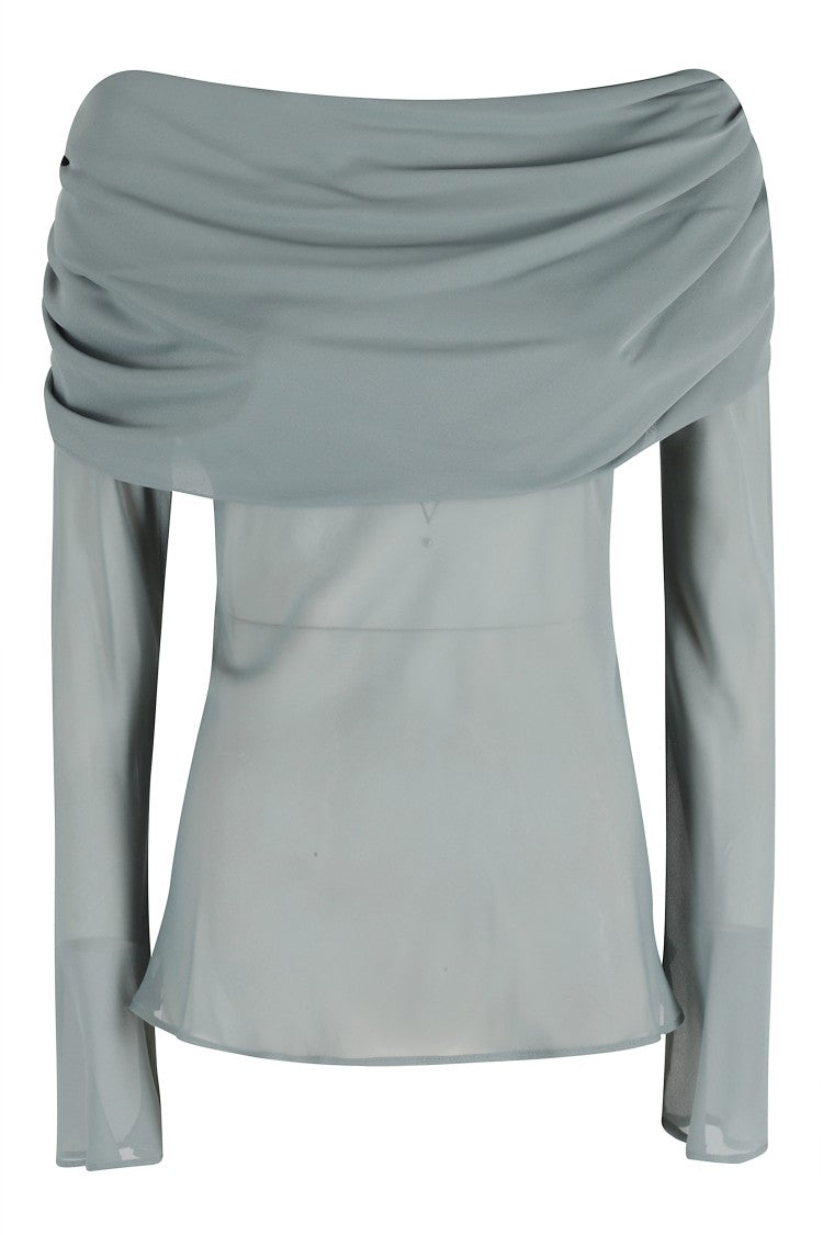 Semi Couture Dew-Toned Semi Couture Blouse With Off-Shoulder Design