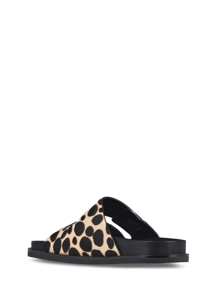 Tory Burch Leopard Print Calf Fur Sport Slides