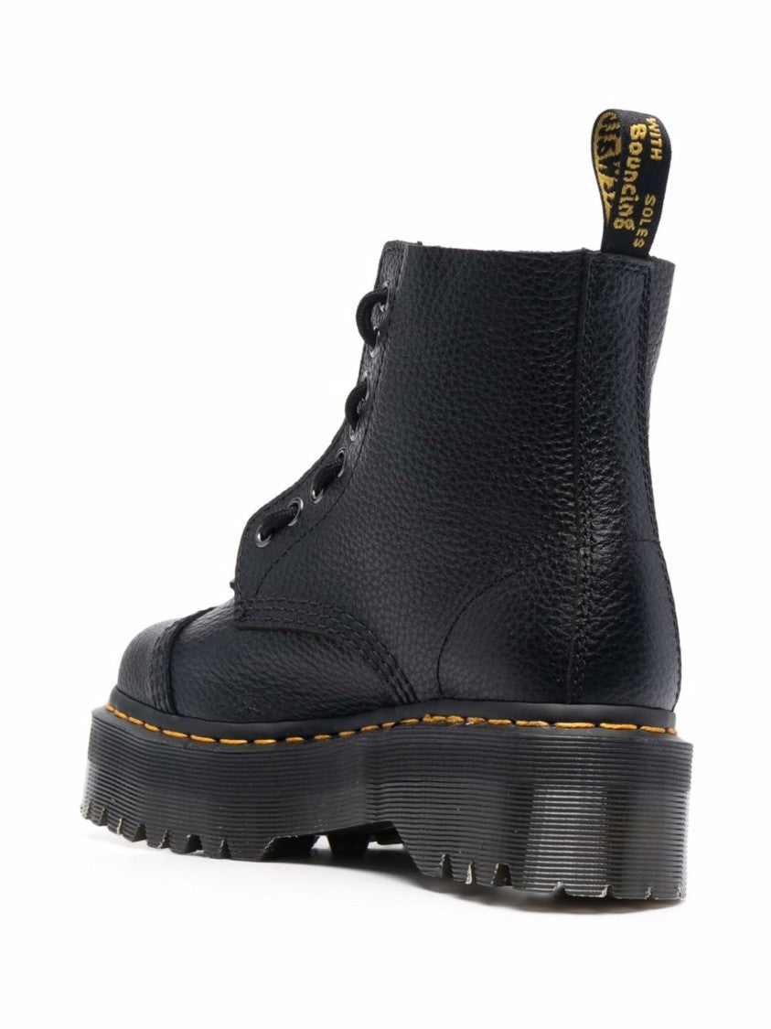 Dr. Martens Textured Nappa Leather Ankle Boots With Grooved Sole