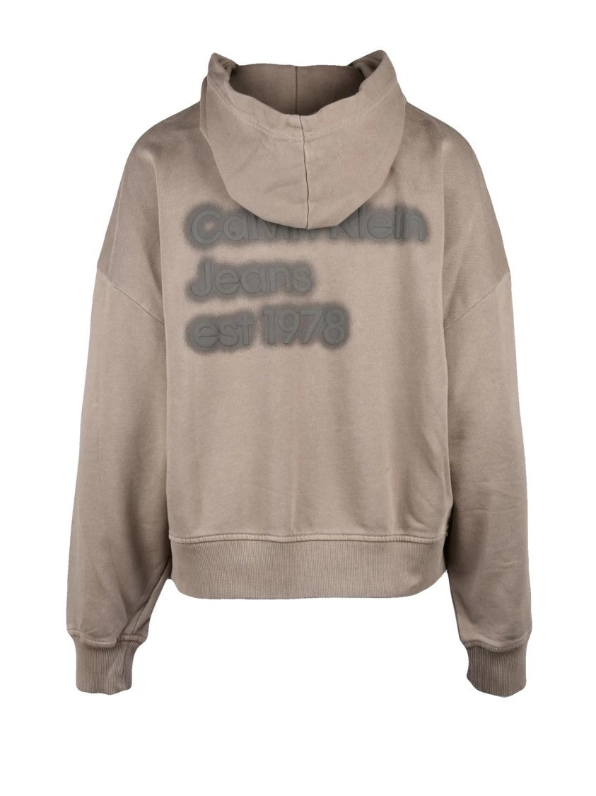 Calvin Klein Jeans Taupe Relaxed Cotton Hoodie