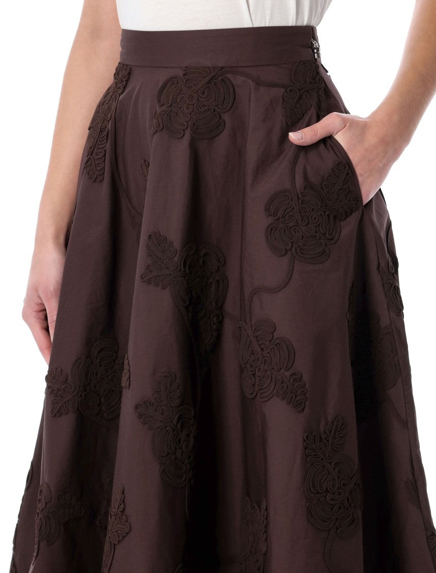 Rotate Brown Floral Maxi Skirt
