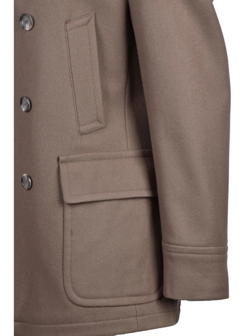 Tagliatore Double-Breasted Wool Cashmere Peacoat With Flap Pockets