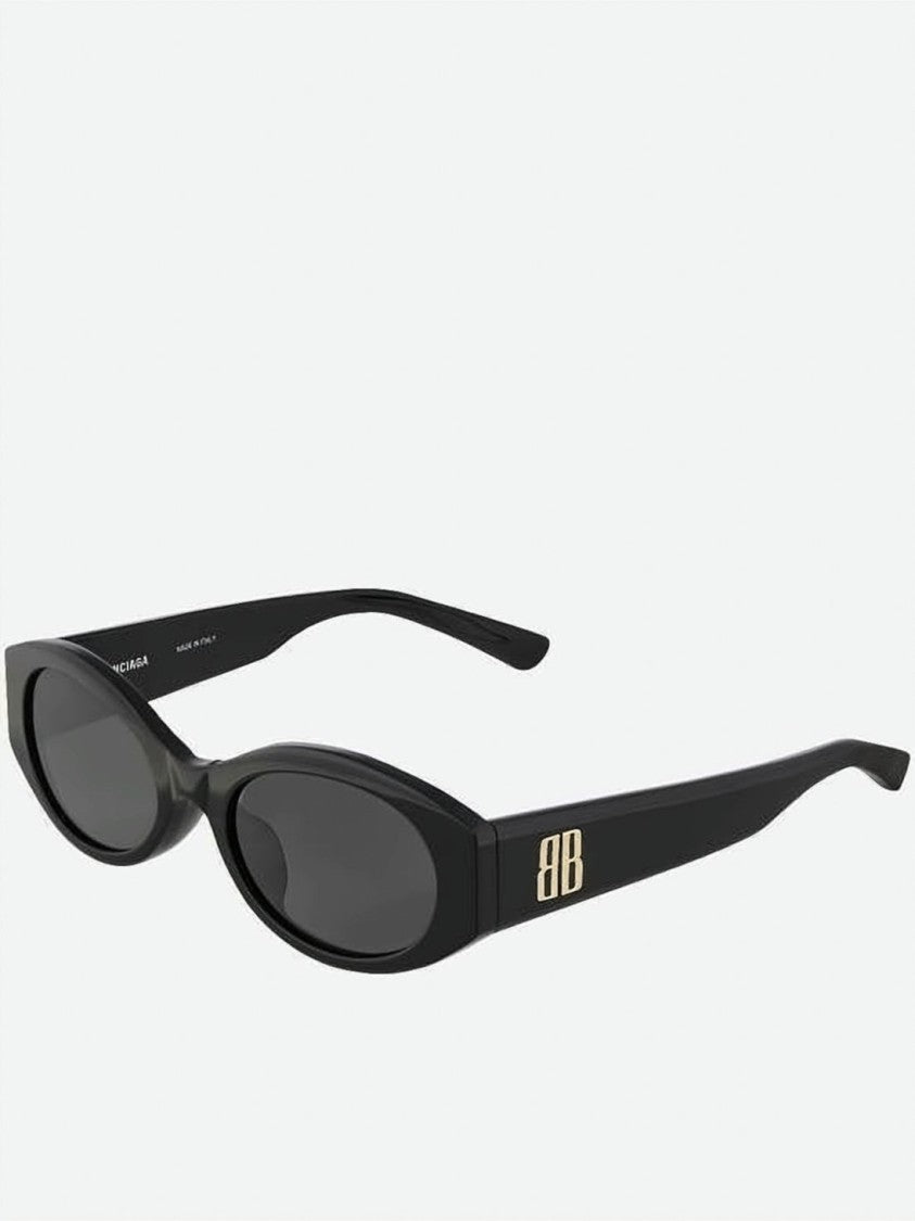 Balenciaga Rectangular Black Acetate Sunglasses With Bold Branding