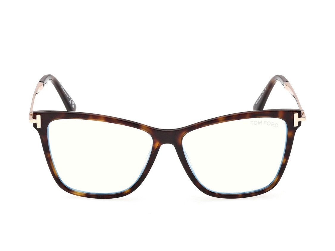 Tom Ford Ft6097-B Tortoiseshell Gold Accents Large Square Eyeglasses