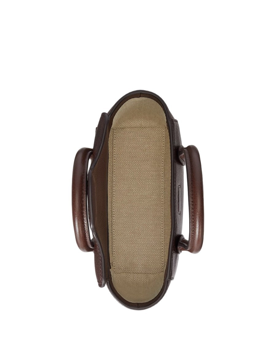 Lauren Ralph Lauren Compact Textured Leather Satchel With Adjustable Strap