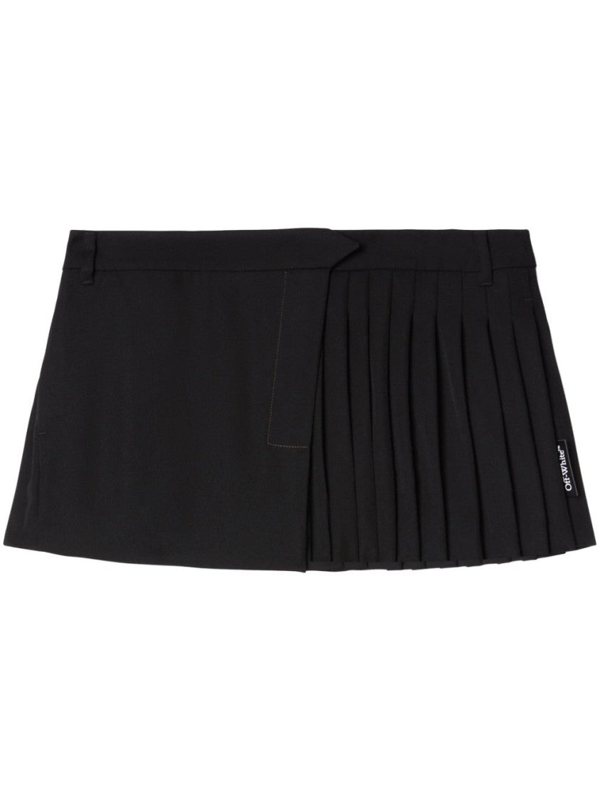 Off-White Black Skirt With Pleat Detailing And Appliqué Logo