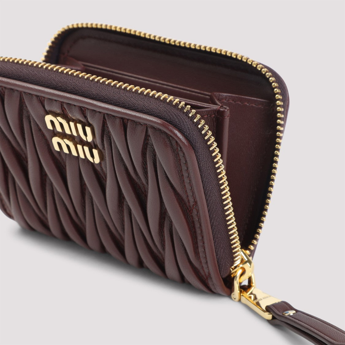 Miu Miu Quilted Burgundy Lamb Leather Wallet