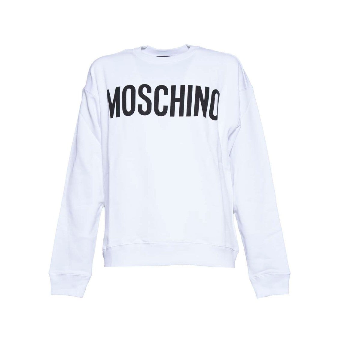Moschino White Cotton Crewneck Sweatshirt With Logo Print