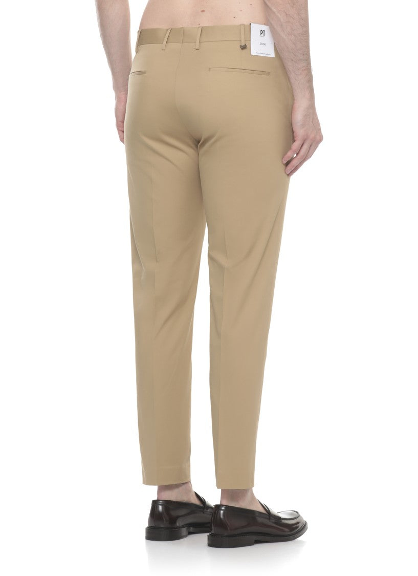 Pt Torino Beige Cotton Straight-Leg Pants