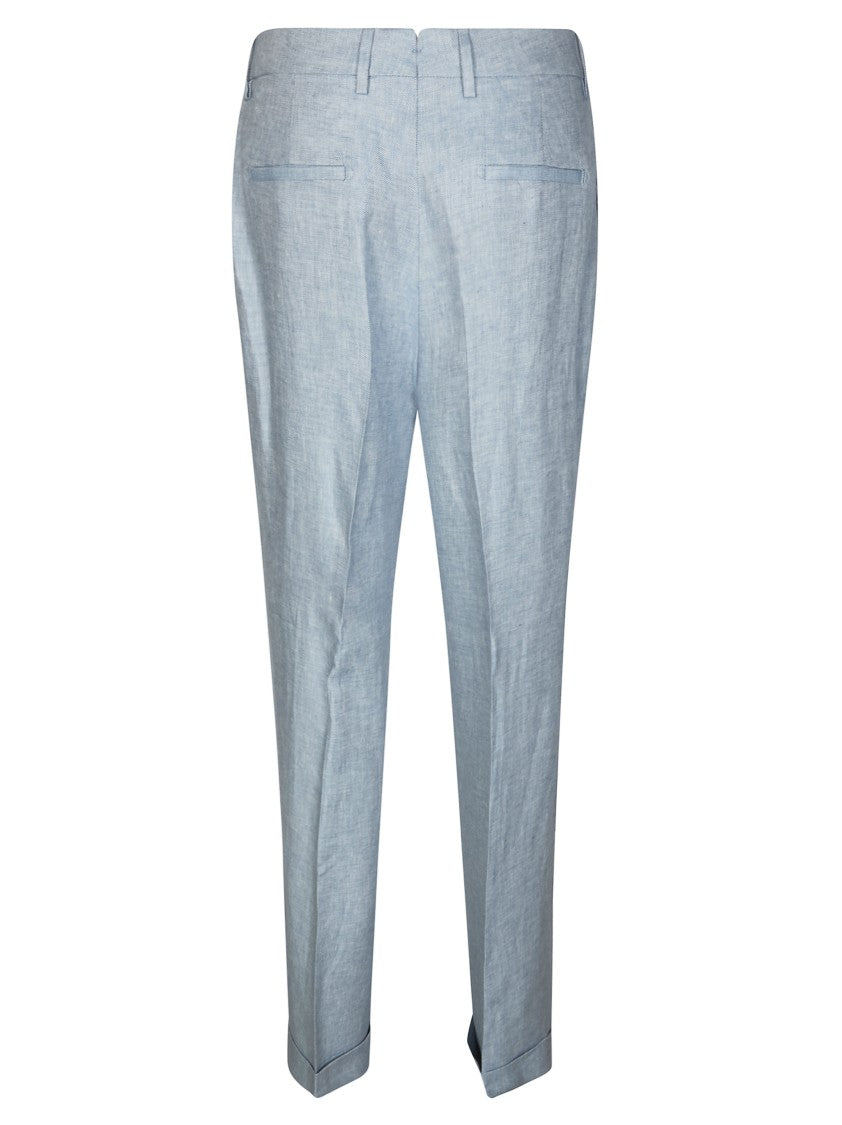 Berwich White Palazzo Double Pleat Linen Pants