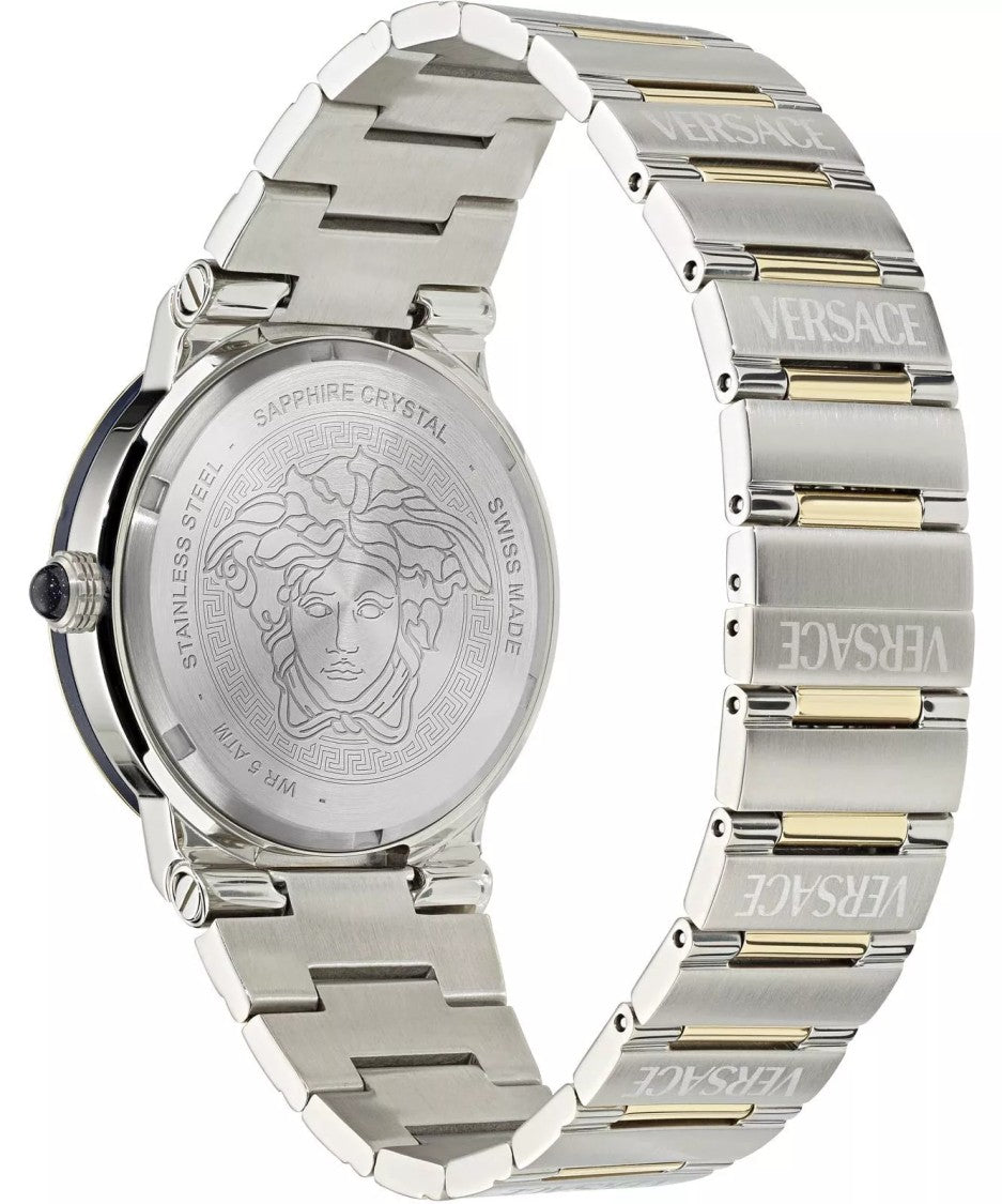 Versace Greca Logo 38Mm Women's Analog Watch With Blue Leather Strap