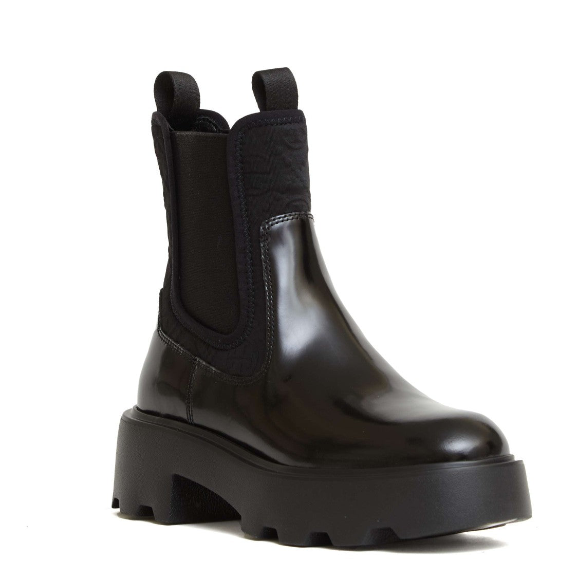 Tory Burch Black Leather Ankle Boots With Neoprene Inserts