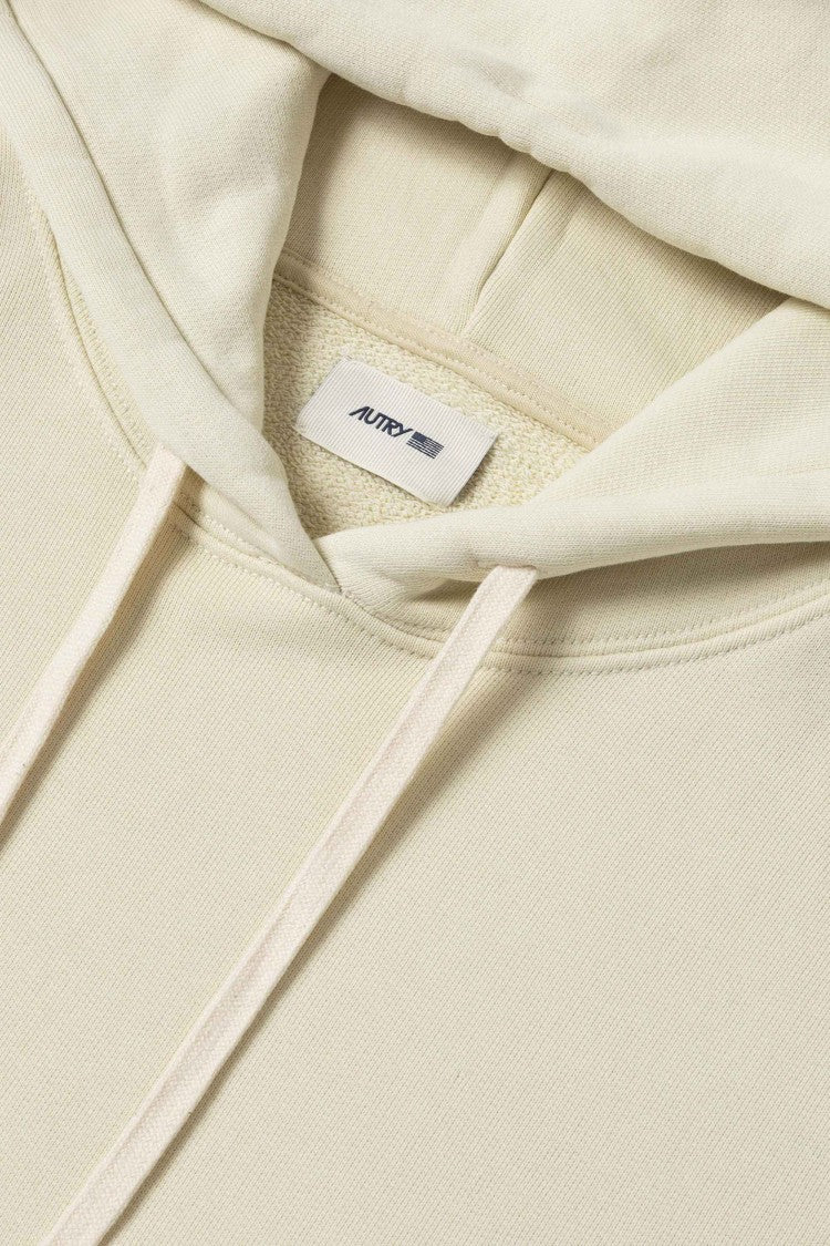 Autry Minimalist Cotton Hoodie With Drawstring And Tonal Embroidery