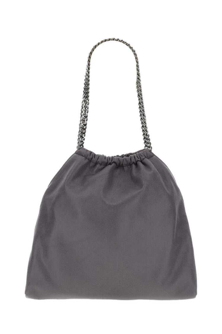 Stella Mccartney Medium Gray Falabella Drawstring Bag With Ruthenium Chains