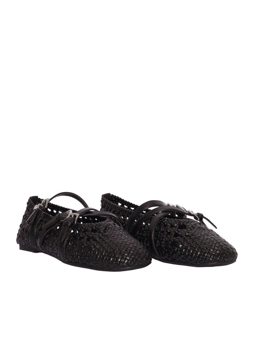 Michael Kors Pointed Toe Strappy Woven Ballet Flats