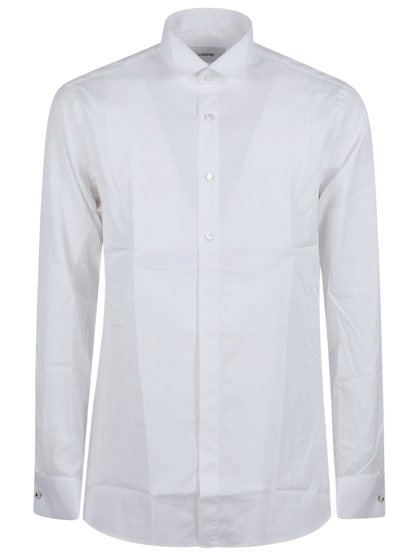 Lardini Classic White Cotton Shirt With Structured Collar