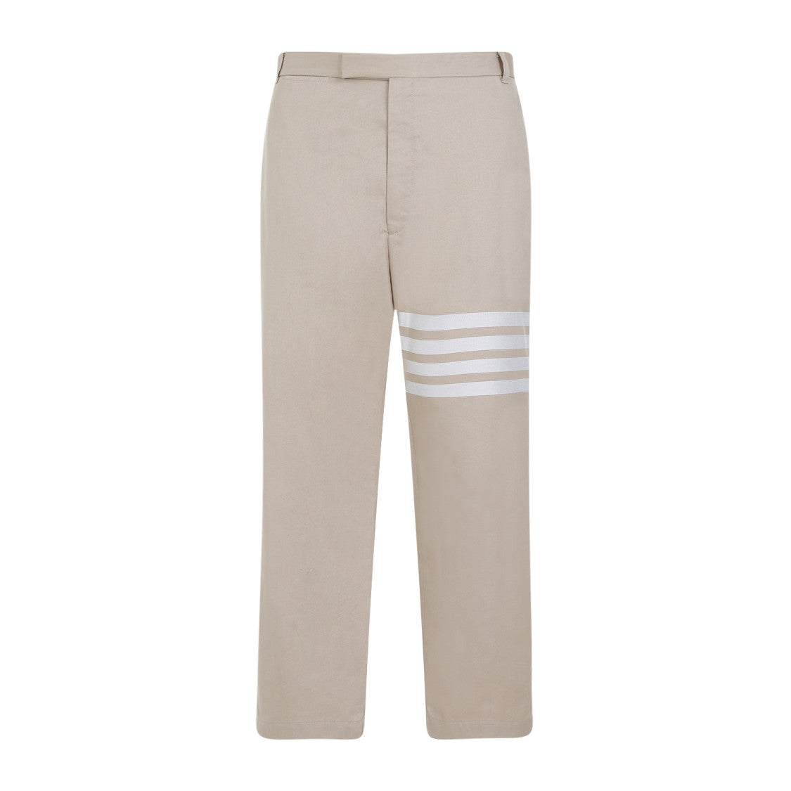 Thom Browne Camel Beige Cotton Unconstructed Straight Leg Trousers