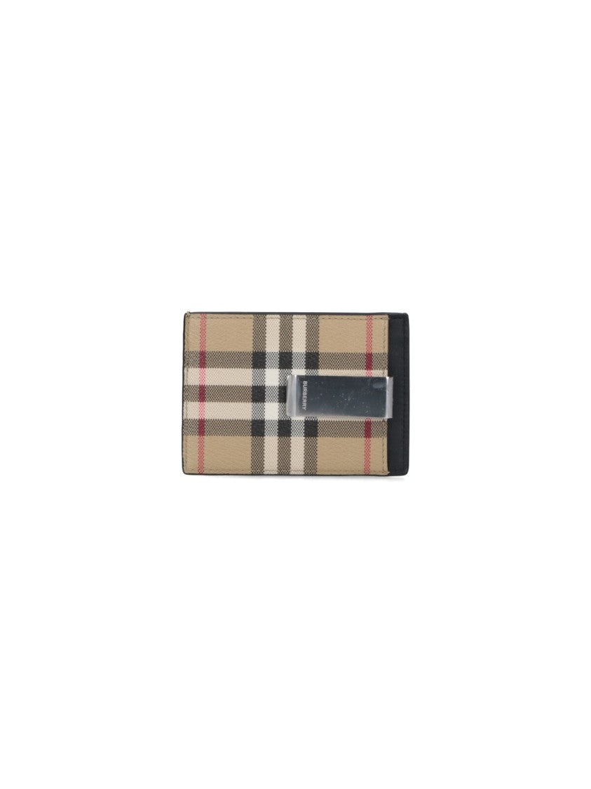Burberry Compact Beige Check Pattern Cardholder