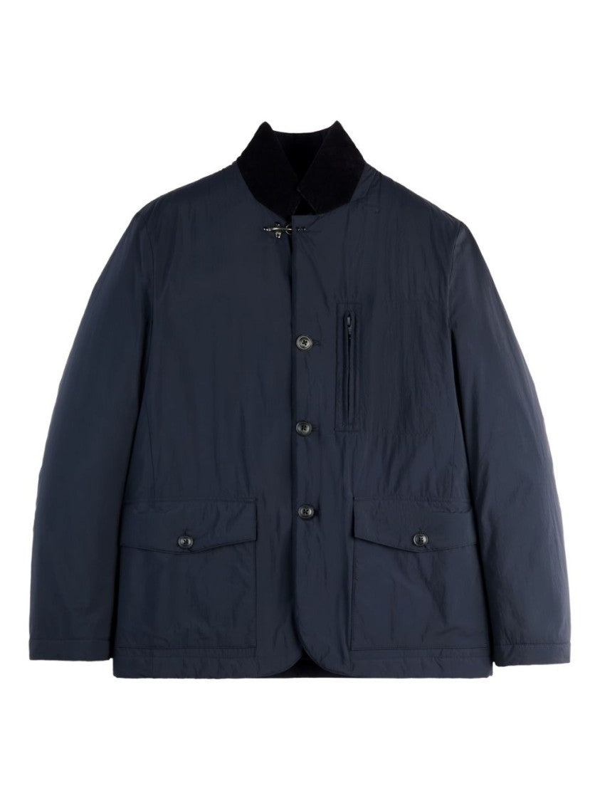 Fay Contemporary Blue Coat With High Collar
