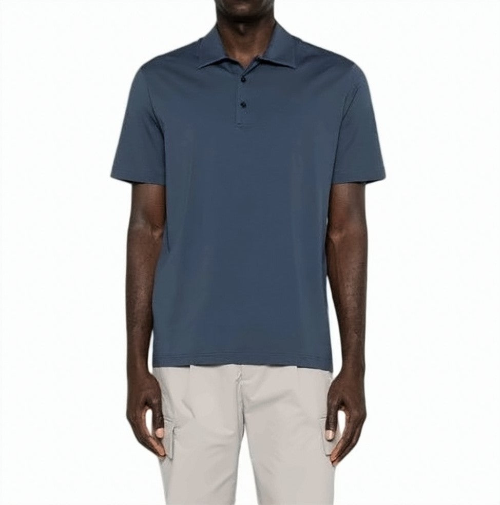 Herno Blue Cotton Solid Color Polo Shirt