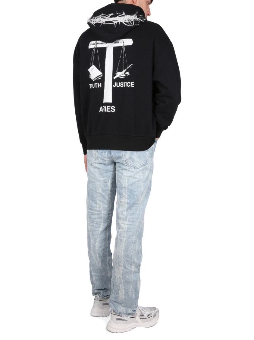 Aries Relaxed-Fit Hoodie With Bold Graphic Design