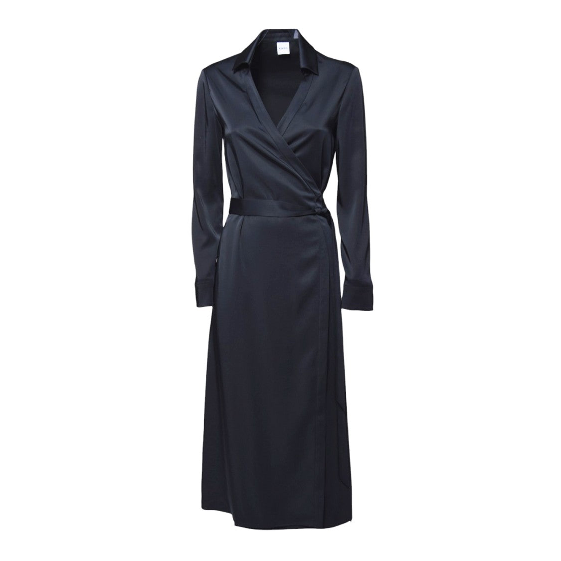 Aspesi Long Wrap Dress In Blue Satin