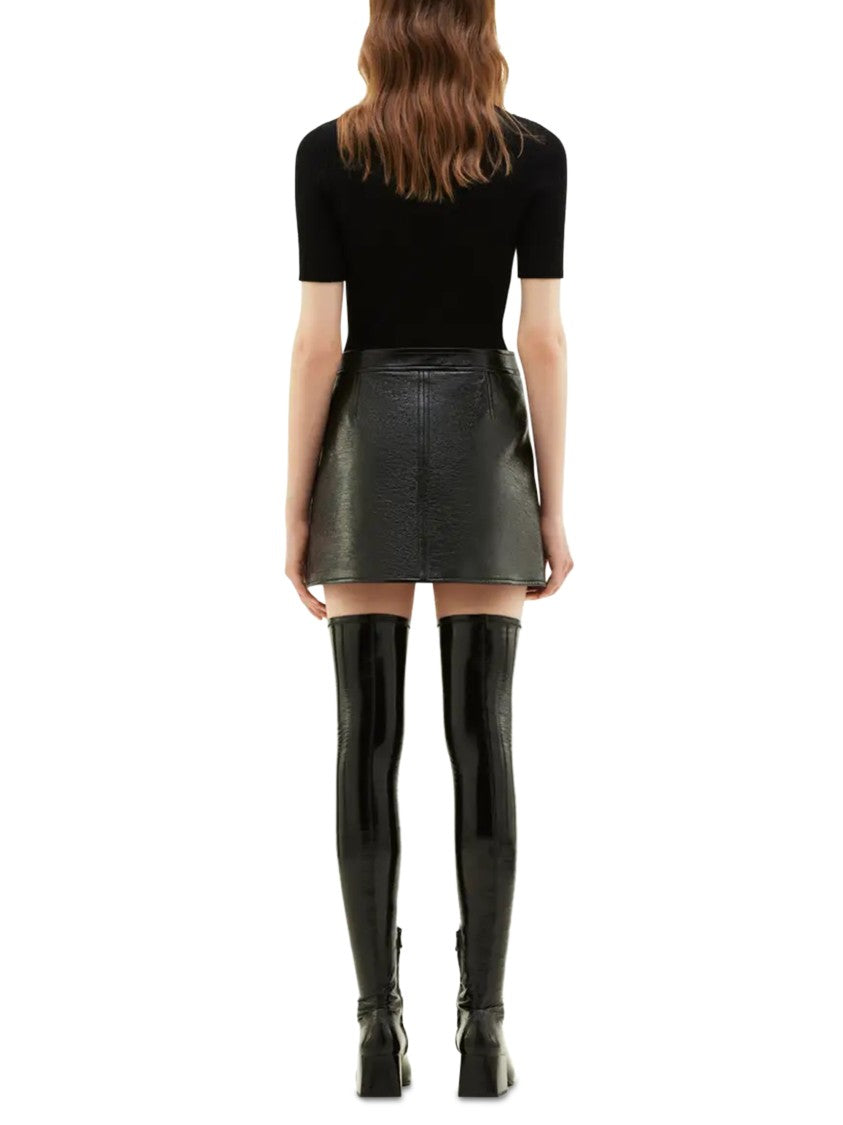 Courrèges Ribbed High Neck Black Jumper With Logo Detail