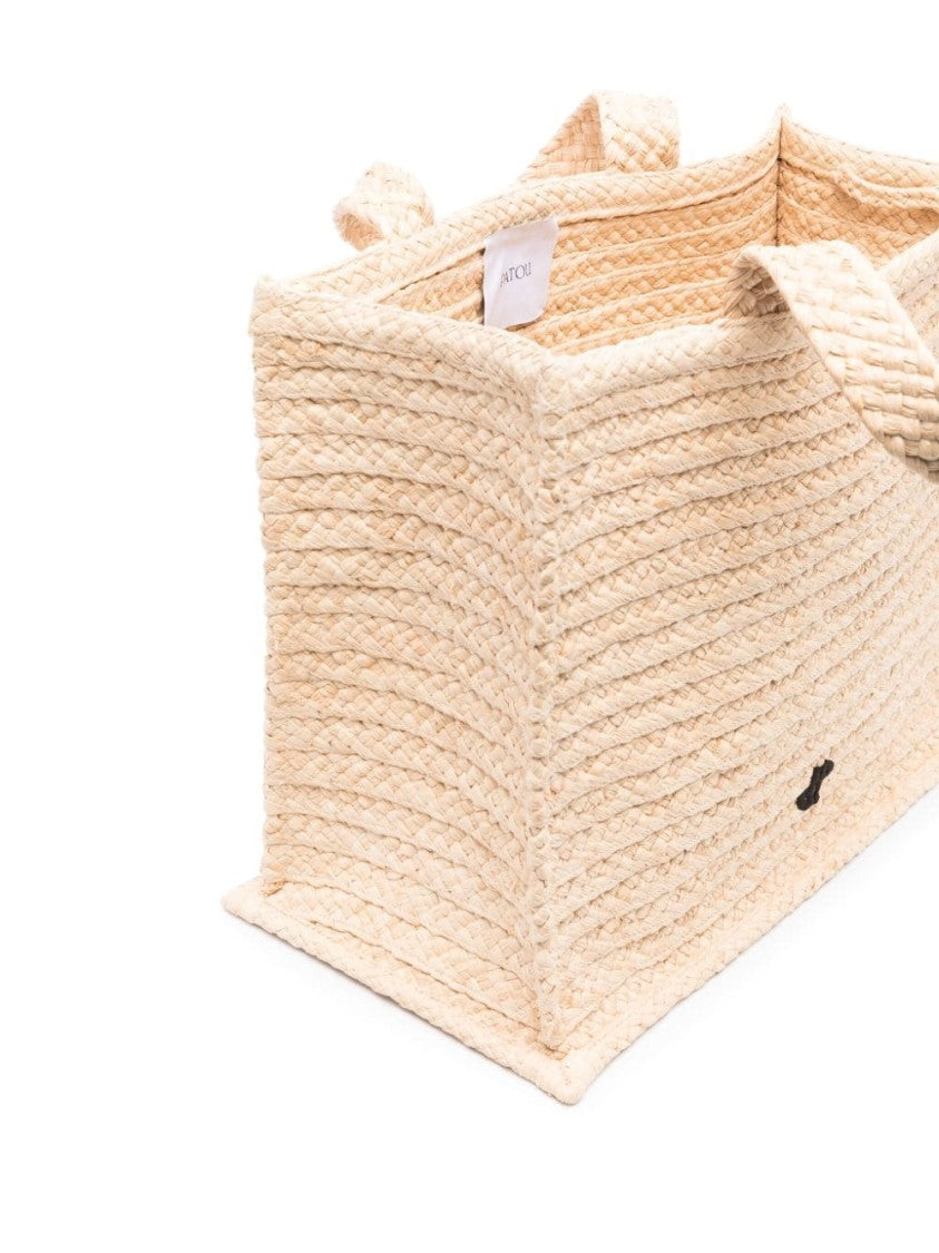 Patou Textured Vanilla White Raffia Handbag