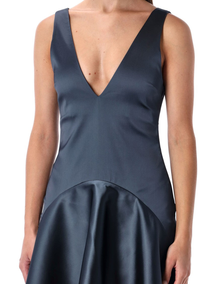J. W. Anderson Steel Blue V-Neck Draped Mini Dress