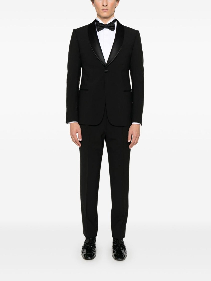Emporio Armani Tailored Black Virgin Wool Suit With Satin Lapel