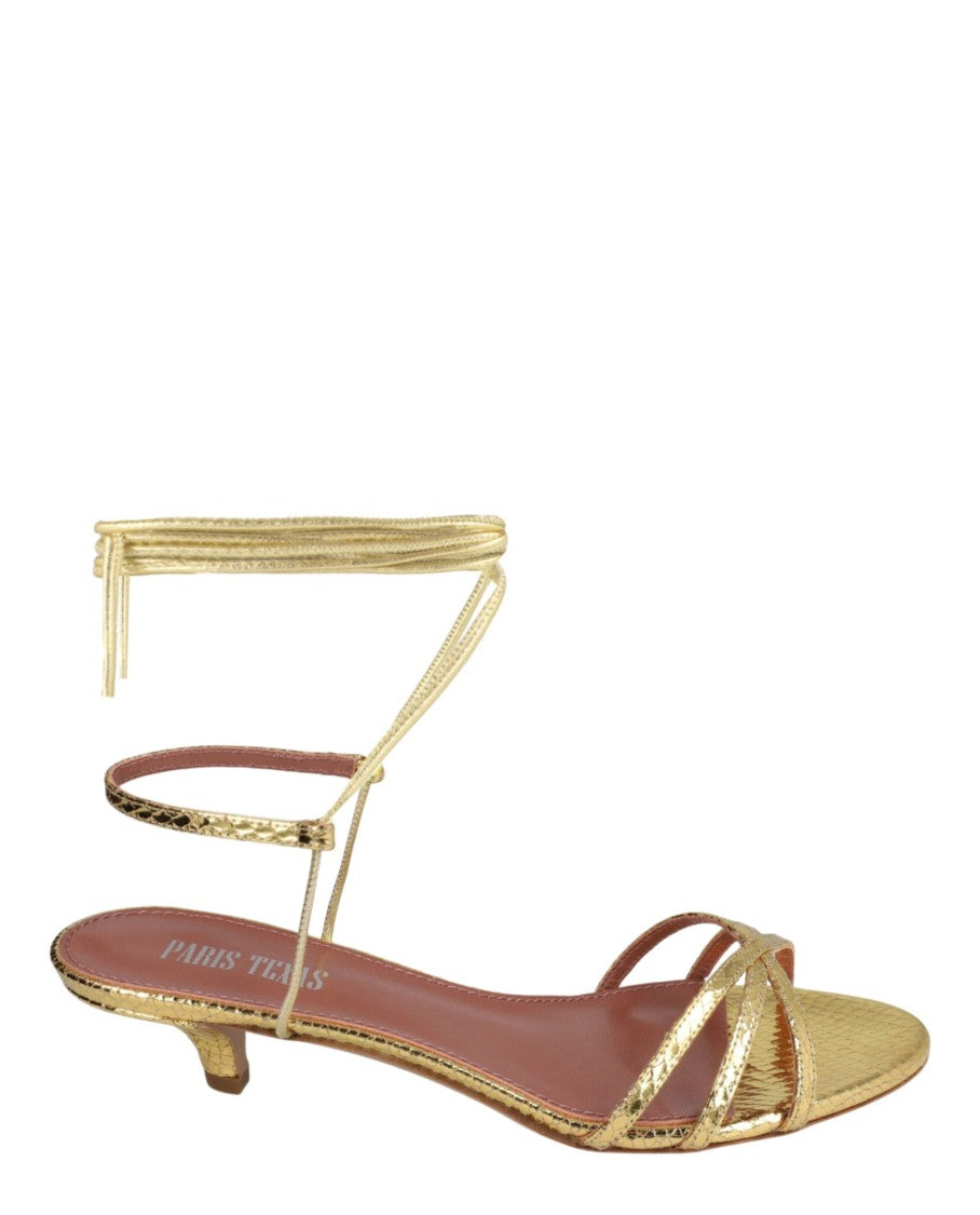 Paris Texas Linda Metallic Python Print Lace-Up Sandals