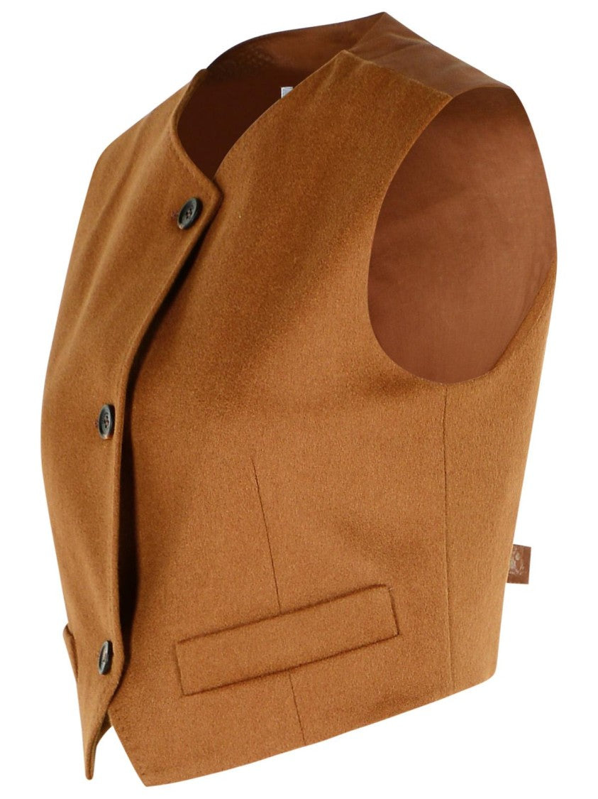 Max Mara 'Edda' Camel Light Leather Vest