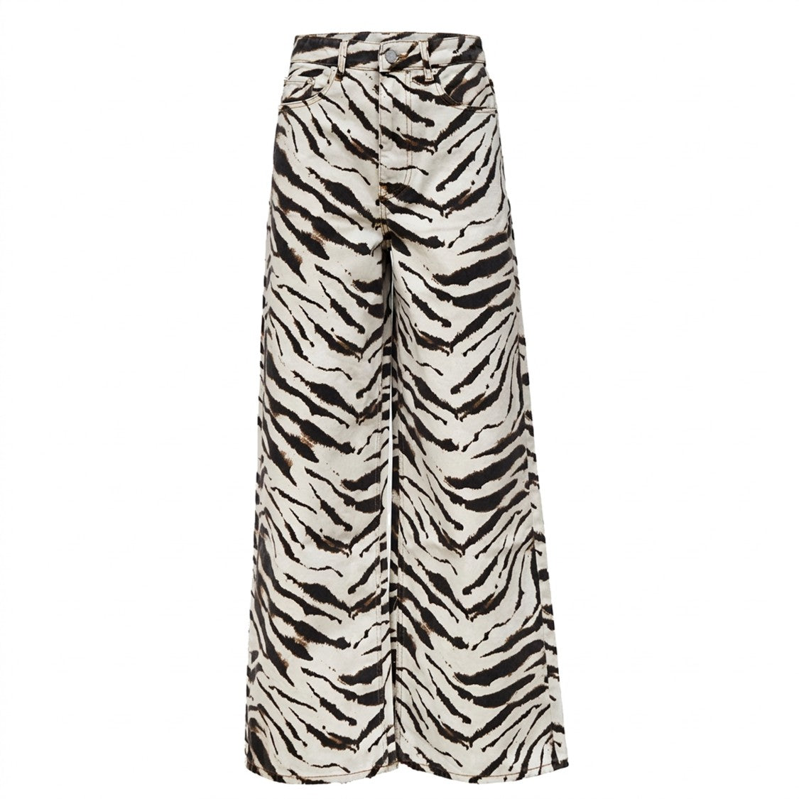 Ganni High-Waisted Printed Denim Lari Jeans With Wide-Leg Silhouette